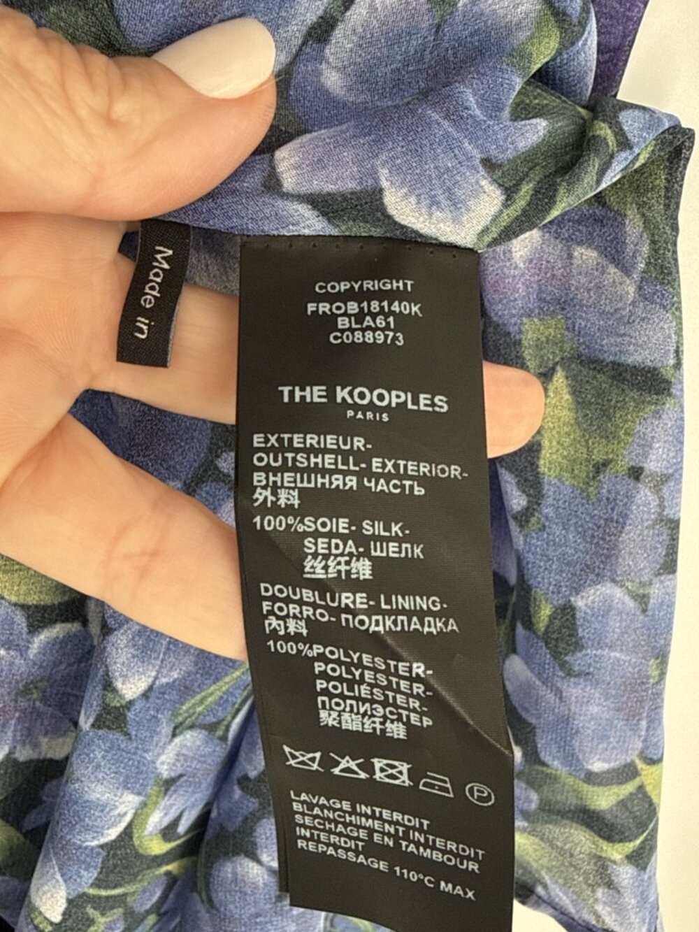 The Kooples Women Size Small Purple Black Floral Hortensia Silk Wrap Midi Dress - Picture 12 of 13